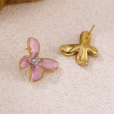 1 paire de boucles d&#39;oreilles à tige en acier inoxydable couleur or pour femme, série Simple, motif animal quotidien h5 Image4