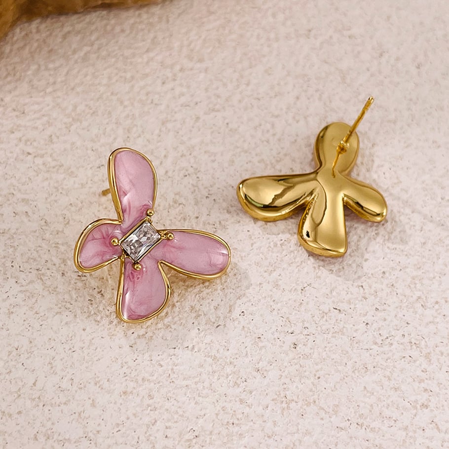 1 paire de boucles d&#39;oreilles à tige en acier inoxydable couleur or pour femme, série Simple, motif animal quotidien Image4