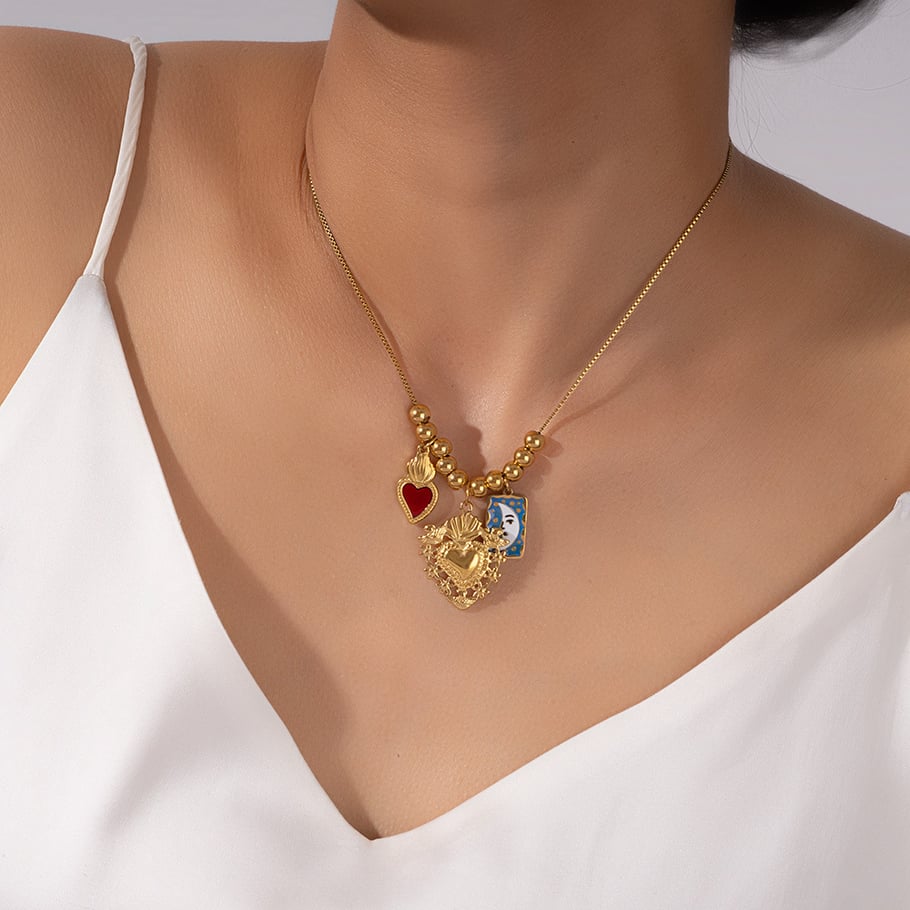 1 Piece Romantic Series Elegant Heart Stainless Steel Gold Color Women's Pendant Necklaces Picture4