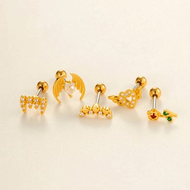 1 Stück gestaltbare Swing Kupfer Gold Farbe Zirkon Damen Piercings Ohrringe h5 Bild4