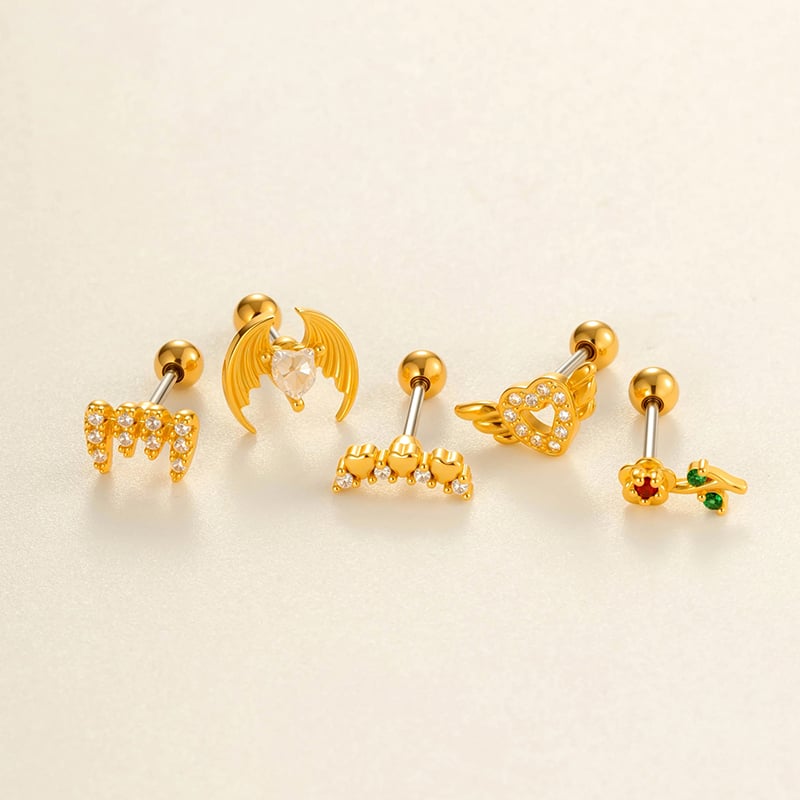 1 Stück gestaltbare Swing Kupfer Gold Farbe Zirkon Damen Piercings Ohrringe Bild4