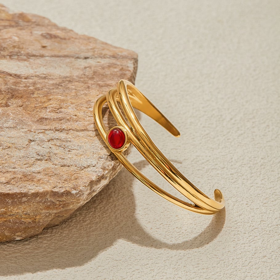 Bracelet classique en acier inoxydable couleur or pour femme, 1 pièce Image8