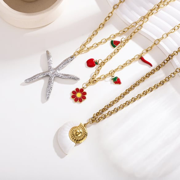 1 Piece Oceanic Series Daily Starfish Stainless Steel Women's Pendant Necklaces 2