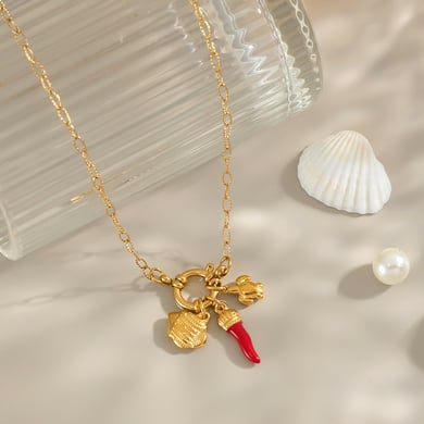 1 Piece Chill Charm Stainless Steel  Gold Color Pendant Necklace h5 Picture2