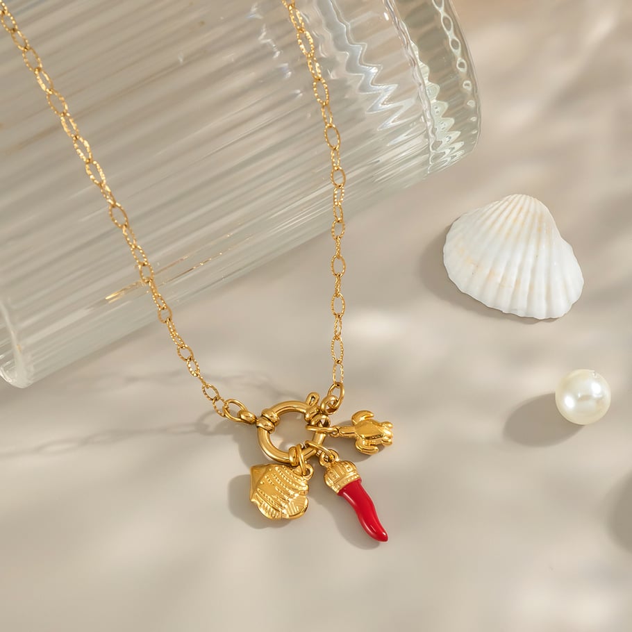 1 Piece Chill Charm Stainless Steel  Gold Color Pendant Necklace Picture2