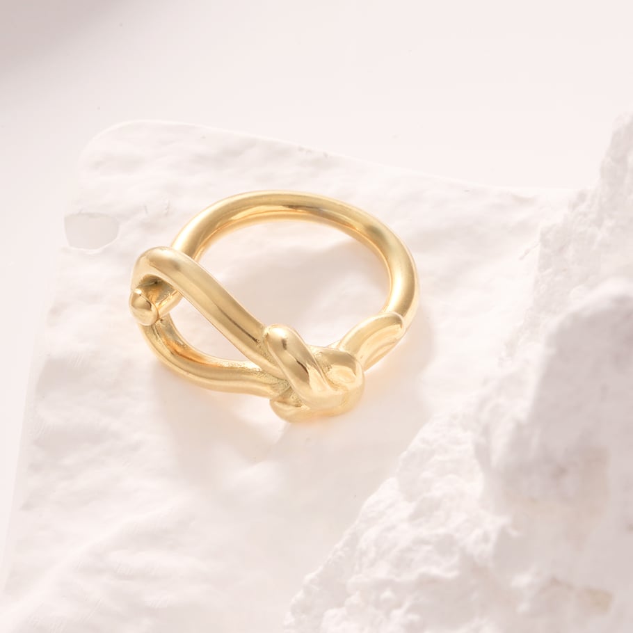 Bague minimaliste en acier inoxydable couleur or, série Simple, style décontracté et torsadé, 1 pièce Image6