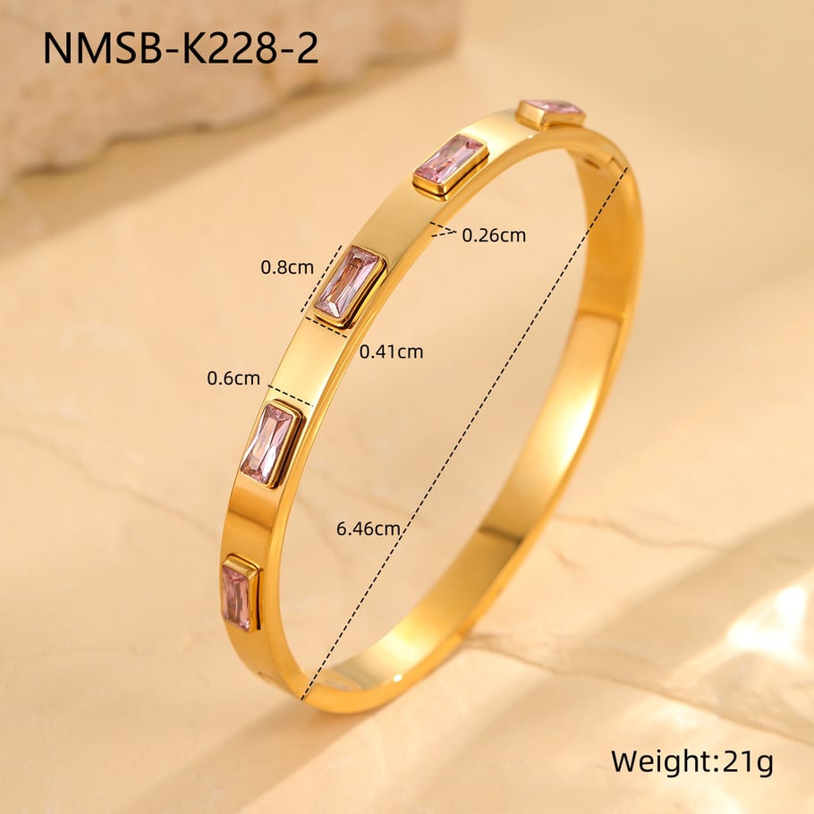Luxurious Series Daily Geometric Stainless Steel Gold Color Women's Cuff Bracelets 