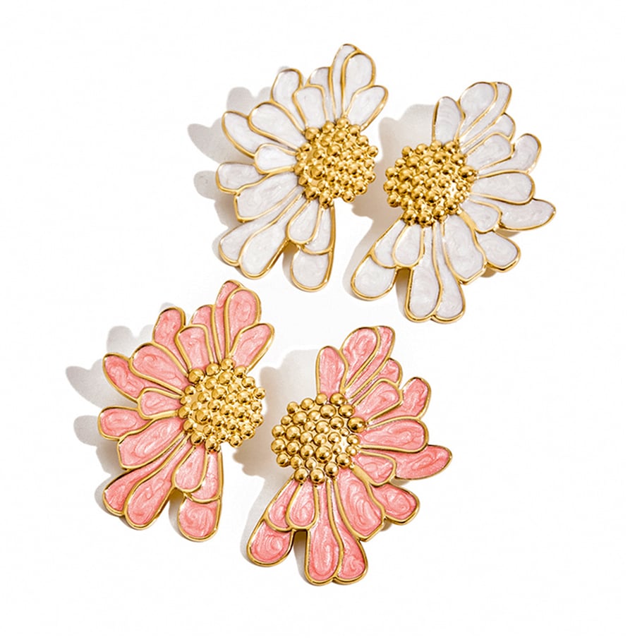 1 Paar bunte Serie süße Blume Edelstahl Gold Farbe Damen Ohrstecker Bild9