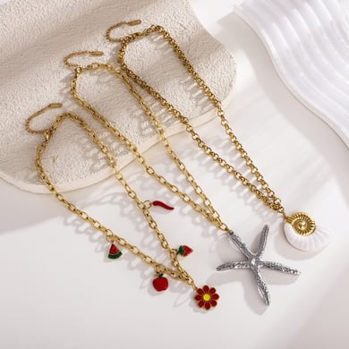 1 stuk Oceanic Series Daily Starfish roestvrijstalen dameshangerkettingen h5 Afbeelding4