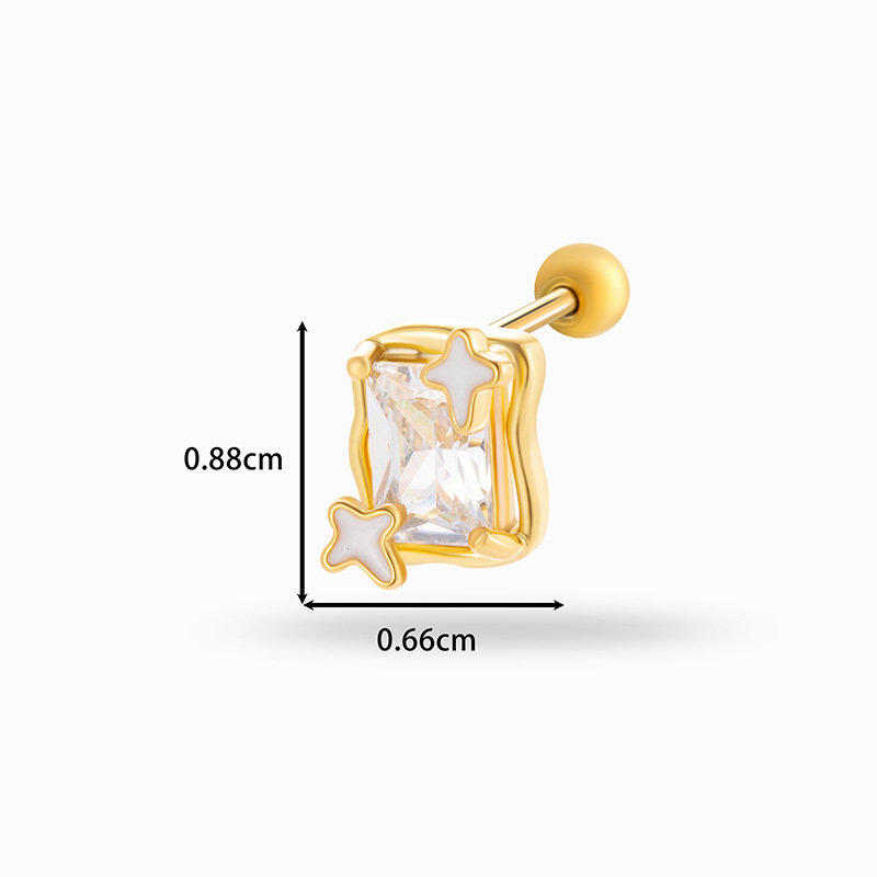 1 Piece Copper Zircon Piercings Earring Picture2