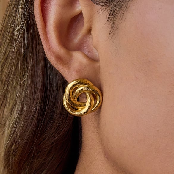 1 Paar klassische Twist-Ohrstecker aus Edelstahl in Goldfarbe für Damen