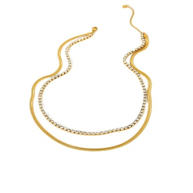 1 par de collares geométricos de acero inoxidable en capas para mujer, de la serie Simple Daily h5 Imagen2