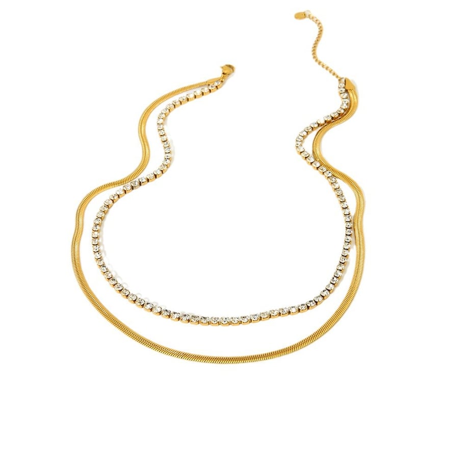 1 par de collares geométricos de acero inoxidable en capas para mujer, de la serie Simple Daily Imagen2