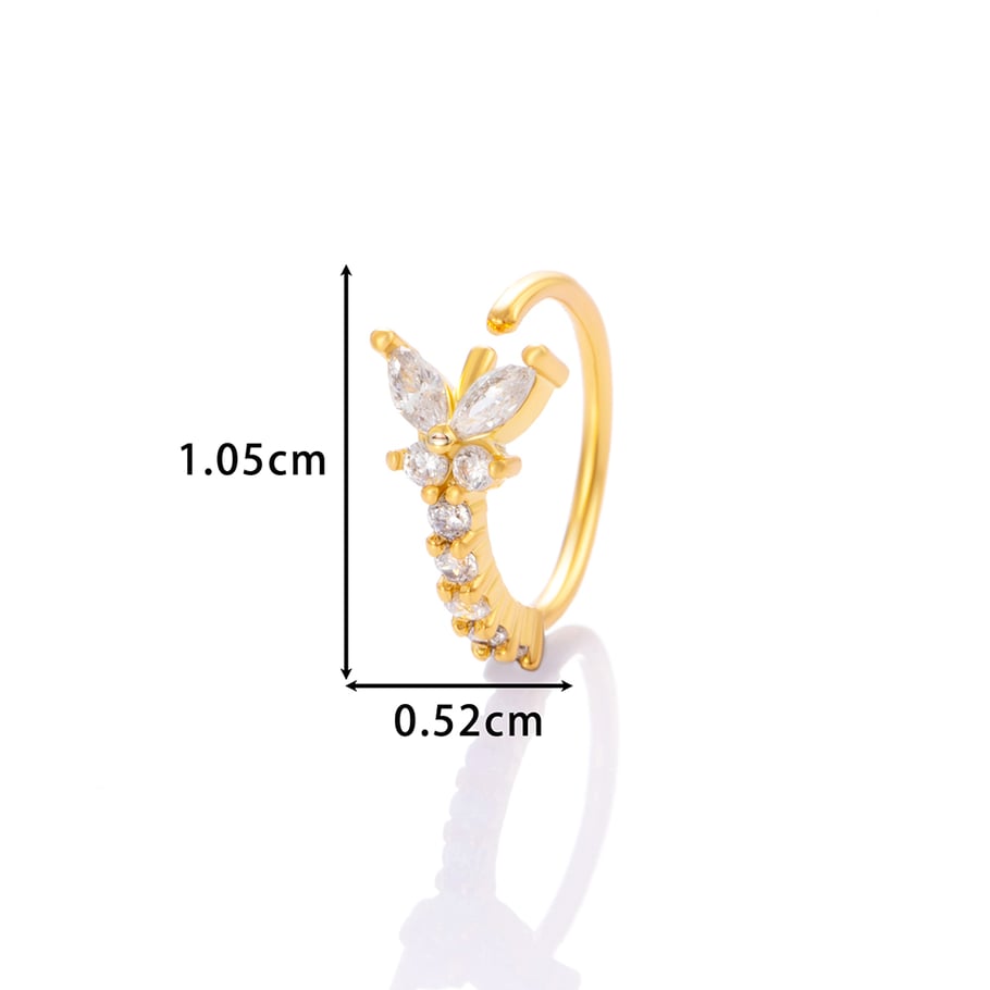 1 pezzo di perno nasale in zircone color rame e oro Immagine2