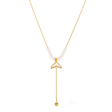 1 Stück Simple Series Fischschwanz Edelstahl Goldfarben Damen Anhänger Halsketten h5 