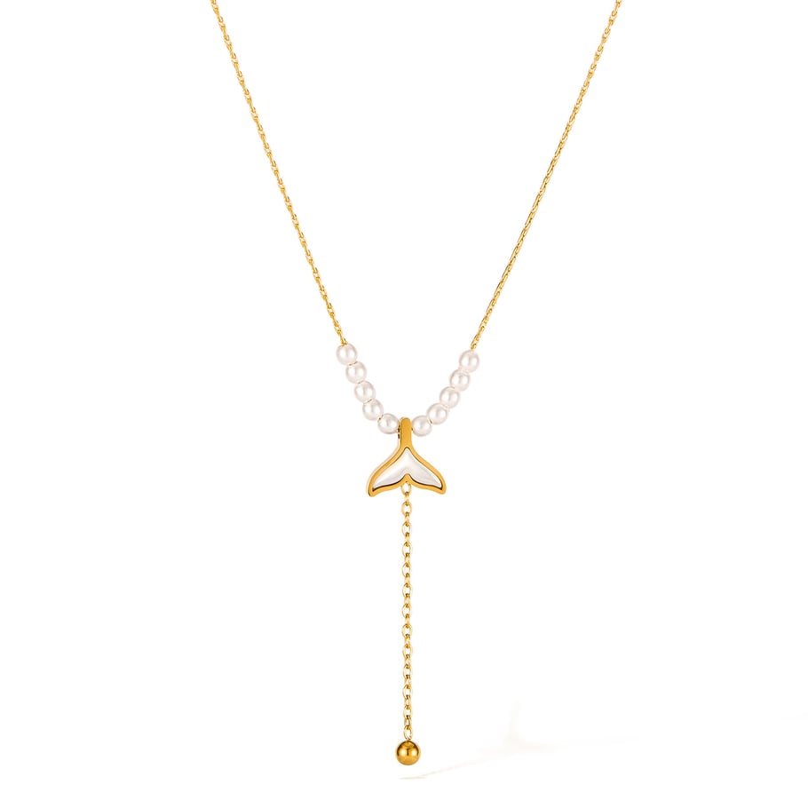 1 Stück Simple Series Fischschwanz Edelstahl Goldfarben Damen Anhänger Halsketten 