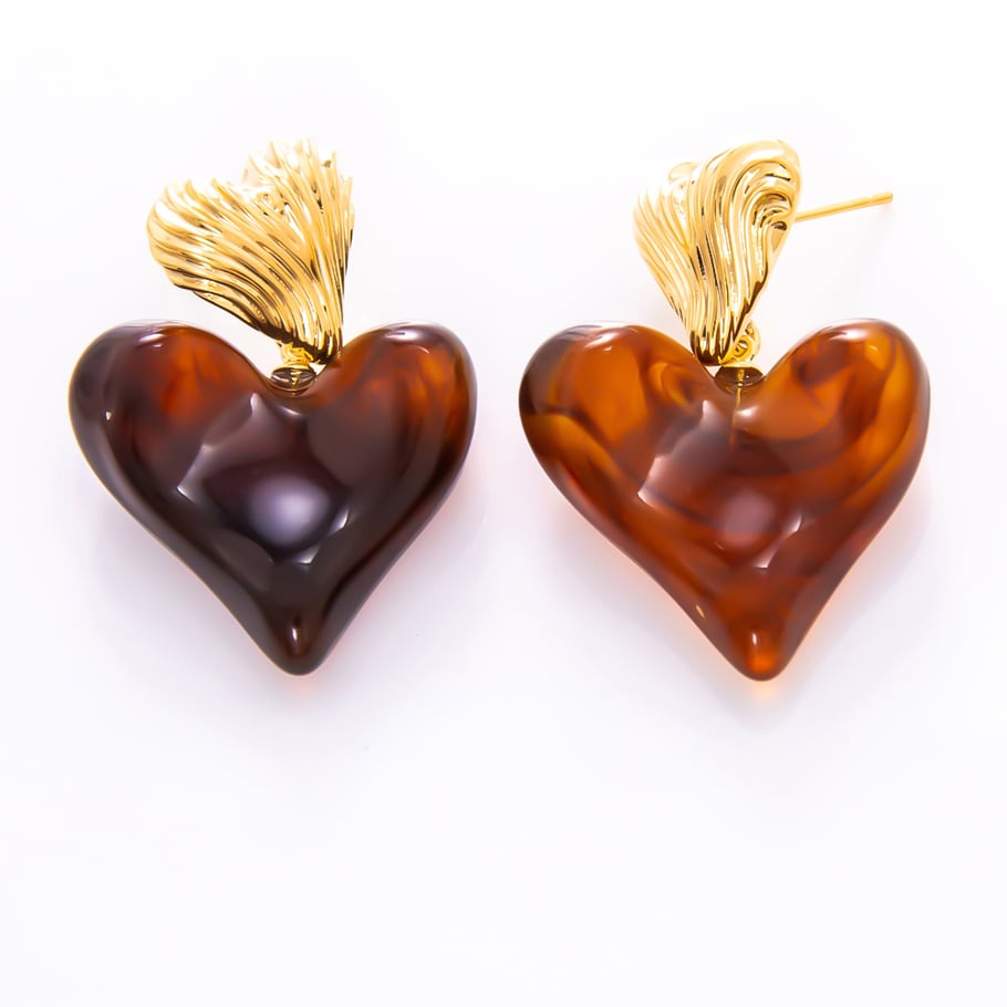 Geometric Stainless Steel Gold Color Acrylic Women's Drop Earrings