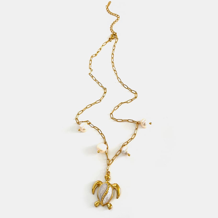 1 stuk schildpad roestvrijstalen goudkleurige hangerketting 