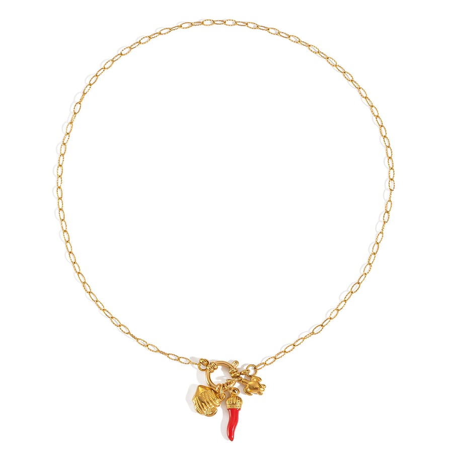 1 Piece Chill Charm Stainless Steel  Gold Color Pendant Necklace Picture5