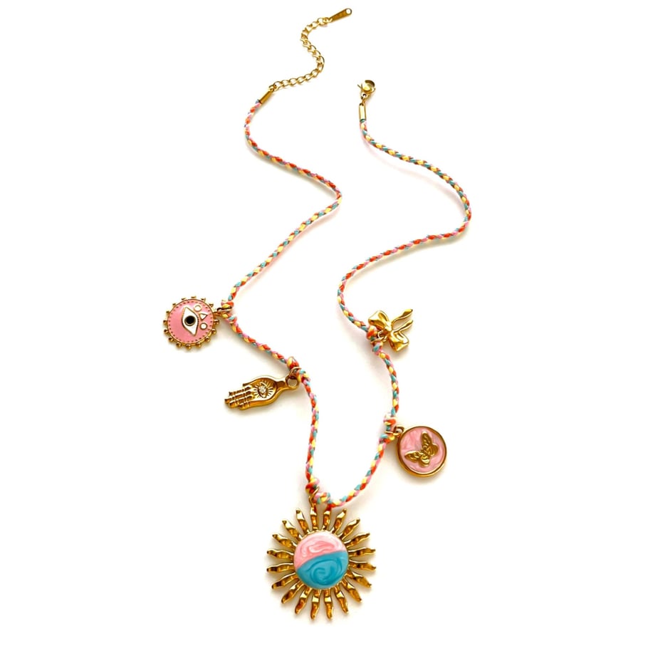 1 Stück Halskette mit Sonnenblumen-Anhänger aus Edelstahl in Goldfarbe Bild5