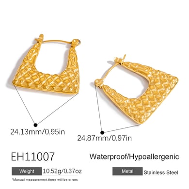 1 Pair Stainless Steel Gold Color Hoop Earrings h5 Picture2