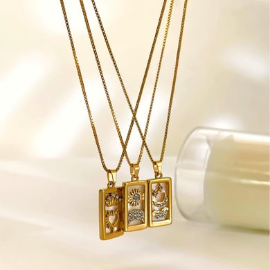 Collana con ciondolo in strass color oro in acciaio inossidabile da 1 pezzo h5 Immagine5