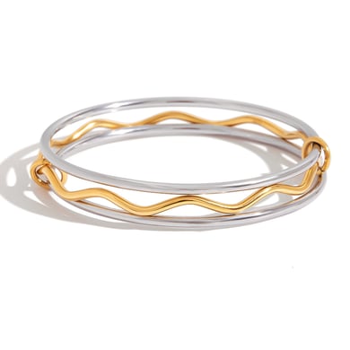 1 Piece Modern Gold & Silver Color Women's Bangles h5 
