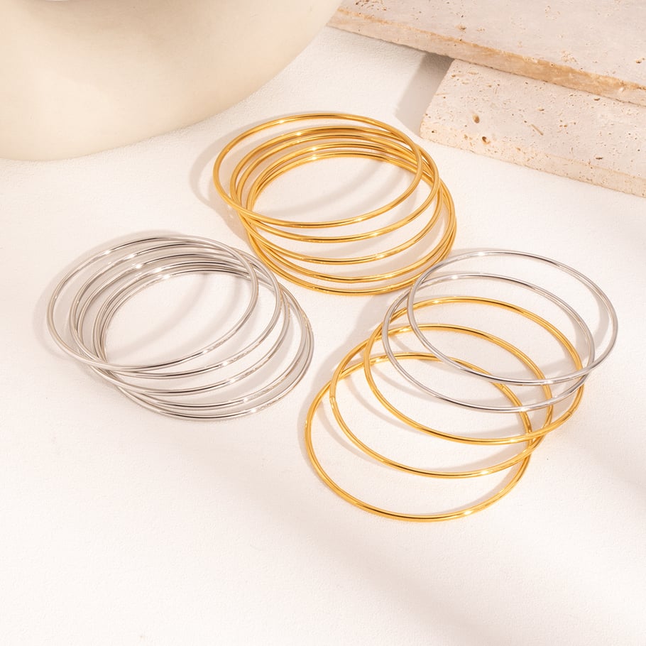 Braccialetti casual in acciaio inossidabile color oro Immagine3