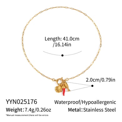 1 Piece Chill Charm Stainless Steel Gold Color Pendant Necklace h5 