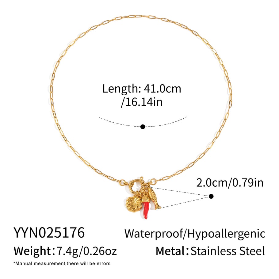 1 Piece Chill Charm Stainless Steel Gold Color Pendant Necklace 
