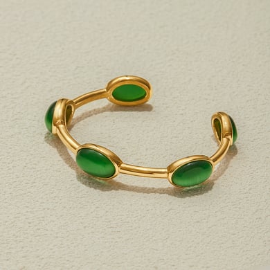 Bracelet ovale en acier inoxydable doré pour femme, 1 pièce h5 Image3