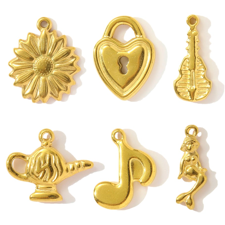 1 Stück Simple Series DIY Blume Edelstahl Gold Farbe Damen Anhänger Bild5