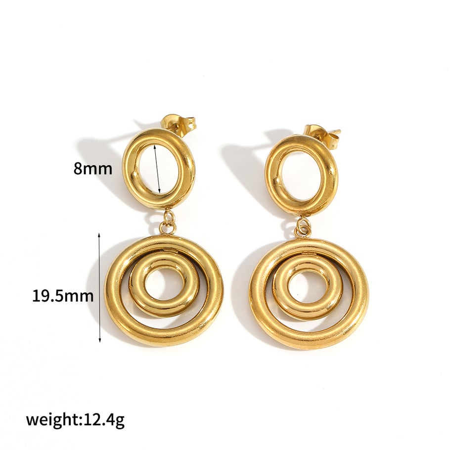 1 par de pendientes geométricos de acero inoxidable color dorado 