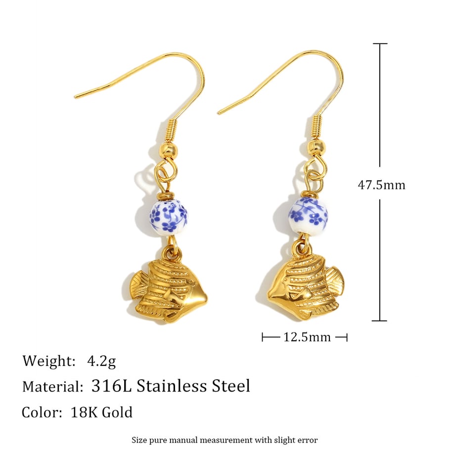 Boucles d&#39;oreilles pendantes en acier inoxydable pour femme, série Simple Vacation Animal Image4
