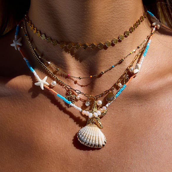 1 Piece Vacation Shell Stainless Steel Women's Pendant Necklaces
