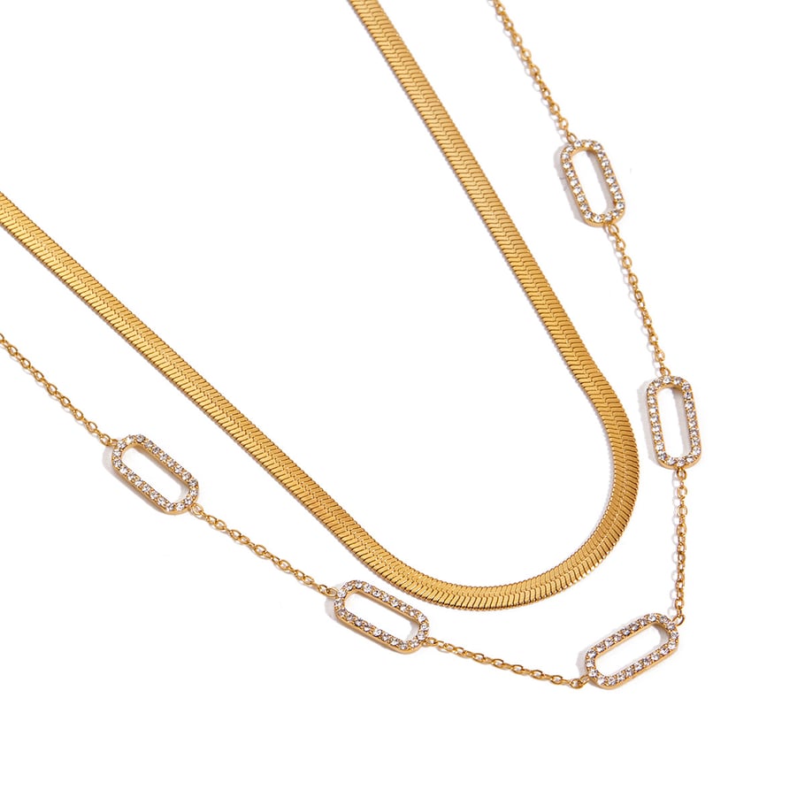 1 collar de cadena de acero inoxidable dorado con diseño geométrico informal para mujer Imagen6