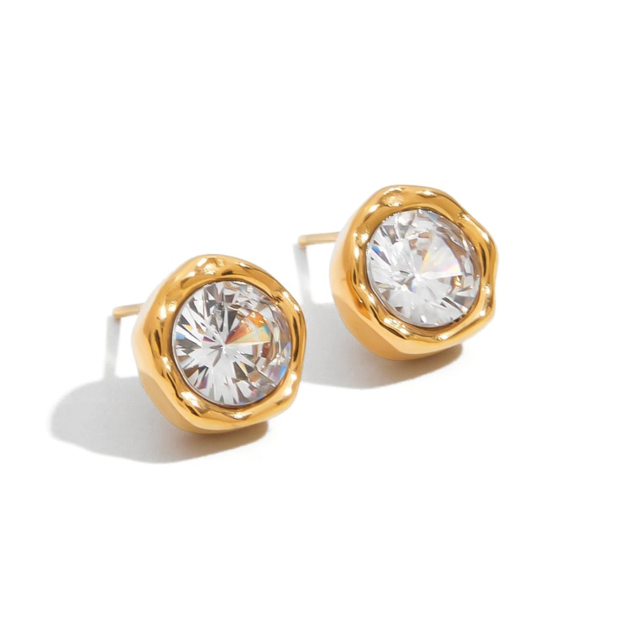 1 Paar Damen-Ohrstecker aus Edelstahl mit geometrischem Muster in Goldfarbe 