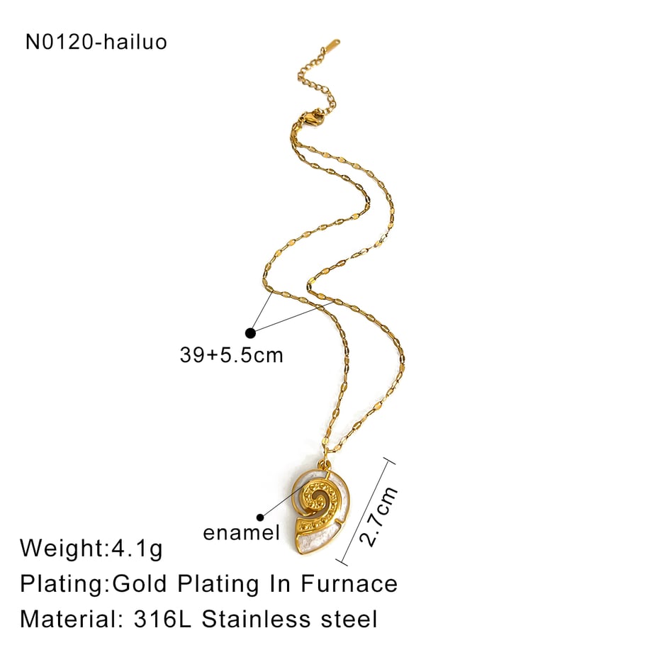 1 Piece Oceanic Stainless Steel Gold Color Pendant Necklace h5Picture2