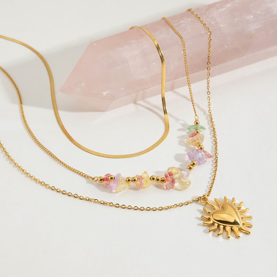 1 Piece Elegant Sun Stainless Steel Gold Color Women's Layered Necklaces h5Picture8