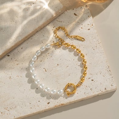 1 Stück elegantes Perlenarmband aus Edelstahl h5 Bild2