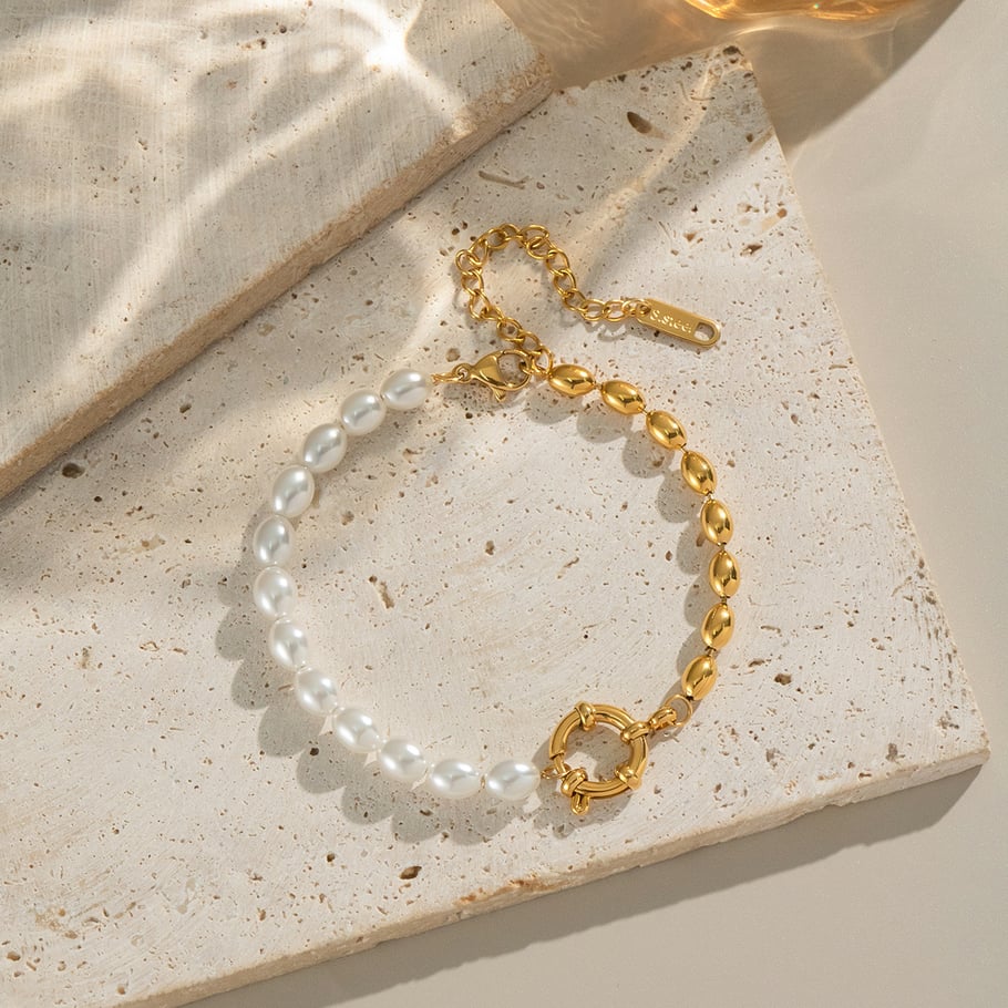 1 Stück elegantes Perlenarmband aus Edelstahl Bild2