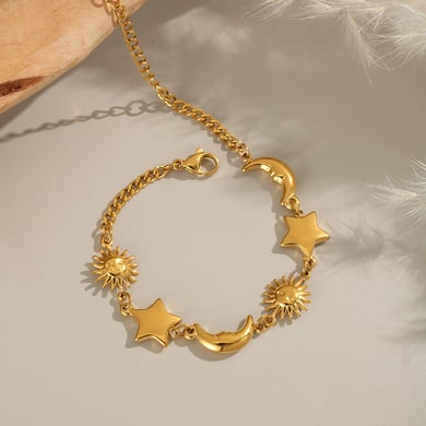 1 Piece Moon Stainless Steel Gold Color Charm Bracelet h5 Picture2