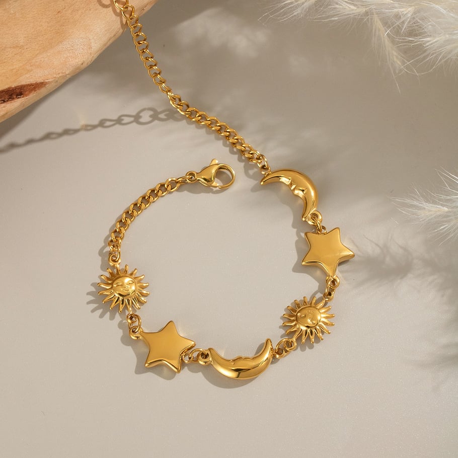 1 Piece Moon Stainless Steel Gold Color Charm Bracelet Picture2