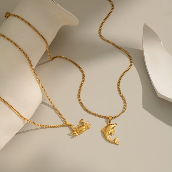 1 Piece Crab Stainless Steel Gold Color Pendant Necklace 2