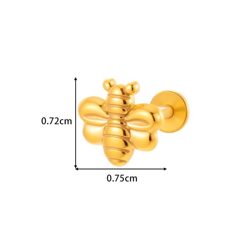 1 Piece Simple Stainless Steel Gold Color Zircon Piercings Earring Picture2