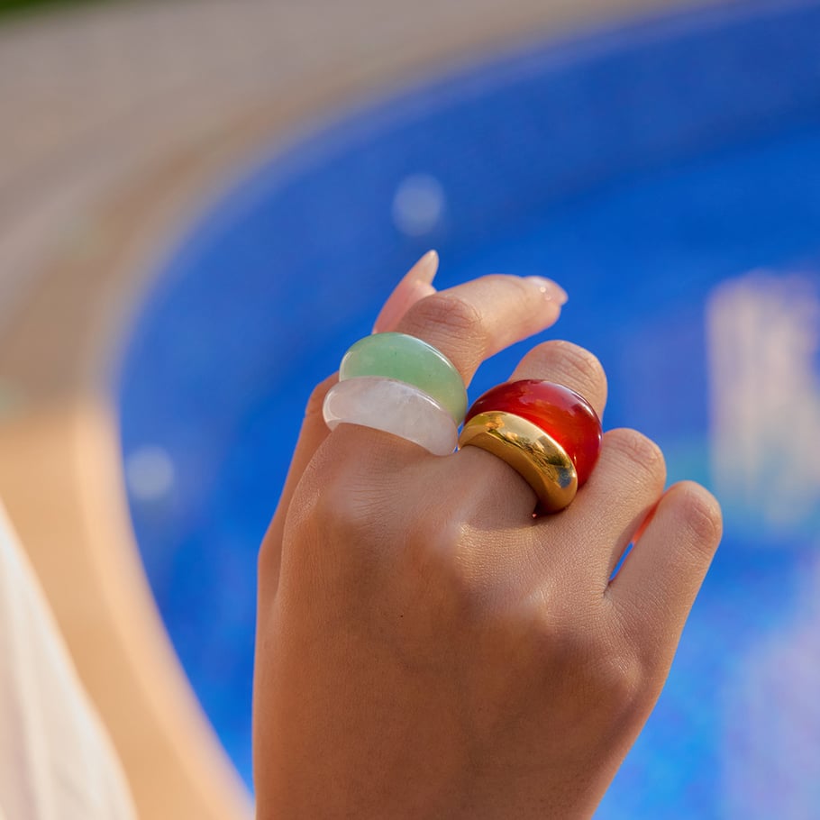 1 Piece Classic Natural Stone Solid Color Women's Gemstone Rings Picture3