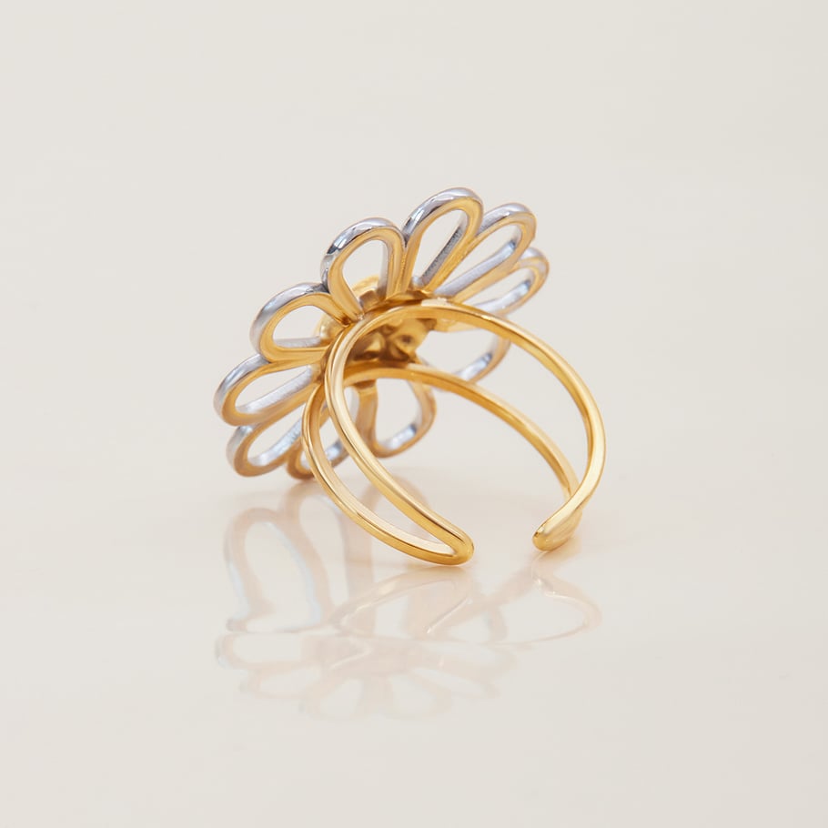 1 Piece Minimalist Flower Stainless Steel Gold Color Statement Rings Picture8