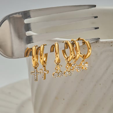 1 Paar Luxuriöse Serie Bär Edelstahl Gold Farbe Damen Creolen h5 Bild6