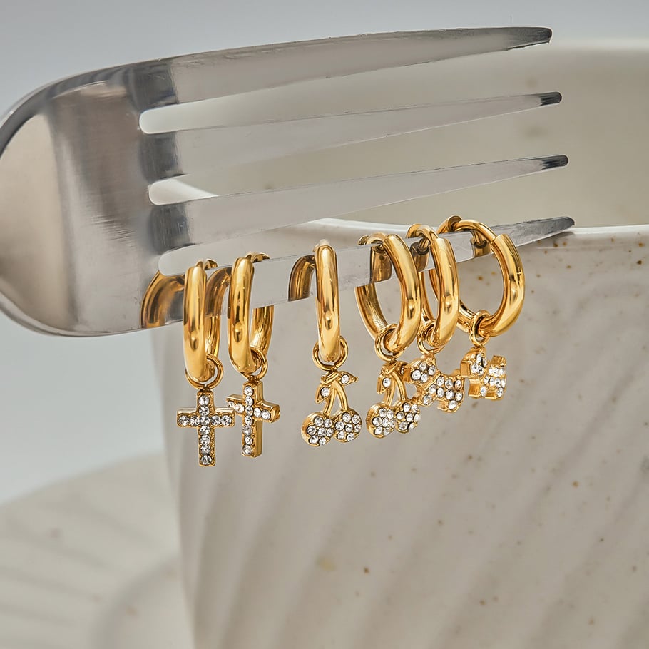1 Paar Luxuriöse Serie Bär Edelstahl Gold Farbe Damen Creolen Bild6
