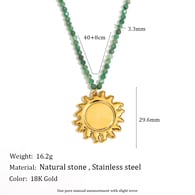 Collier pendentif soleil en pierre naturelle - Or 